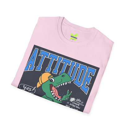 Dino Attitude T-Shirt, Fun Graphic Tee, Casual Wear, Gift for Kids, Skateboarder Shirt, Cool Dinosaur Apparel