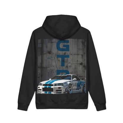 Racing GT-R Graphic Hoodie — Blue Stripe Drift Car Pullover
