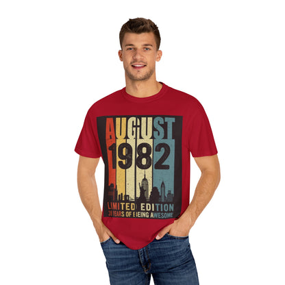 Limited Edition August 1982 Unisex Garment-Dyed T-Shirt - Celebrate 39 Years of Being Awesome