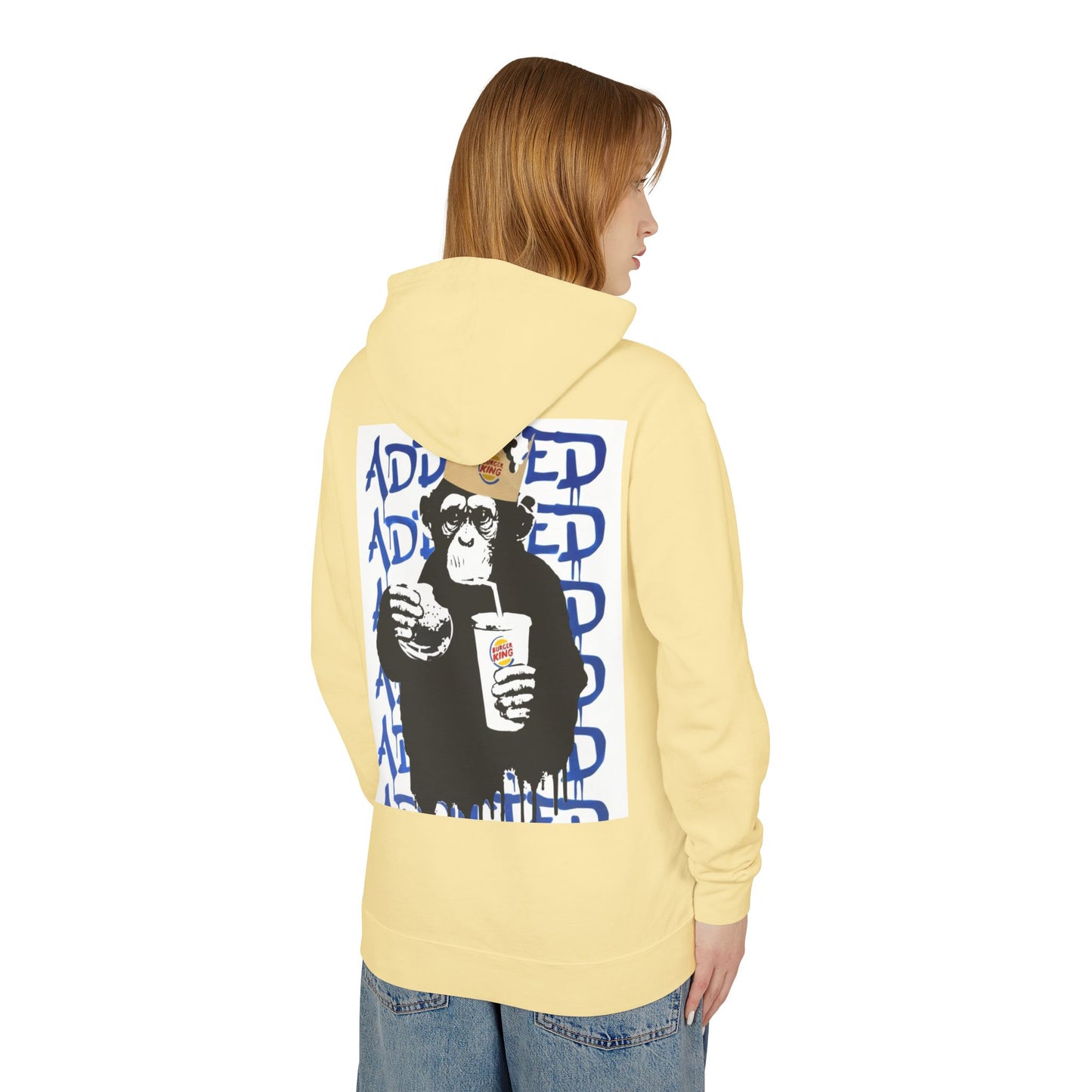 Unisex Lightweight Hooded Sweatshirt - Fun Monkey Design