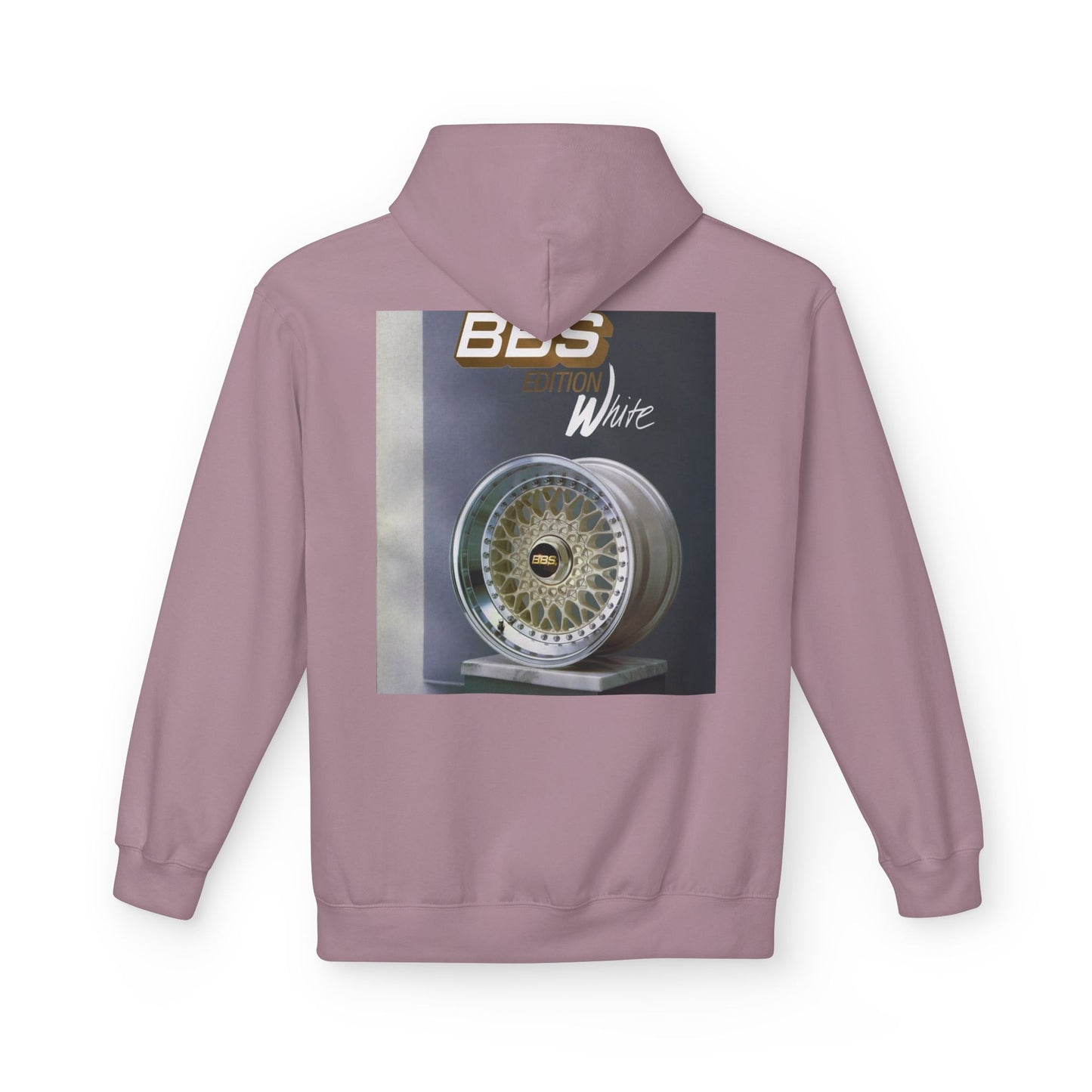 BBS Edition White Hoodie | Unisex Softstyle Fleece + Trendy Car Enthusiast Design