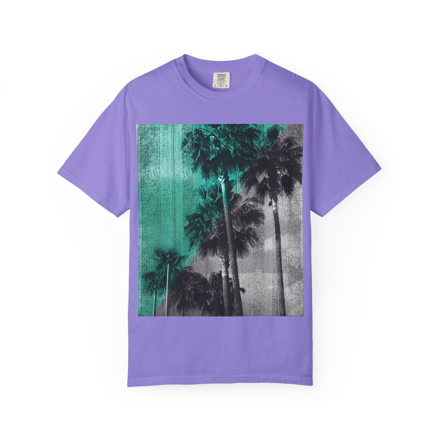 Palm Trees Photo Tee — Vintage Teal Sunset T-Shirt