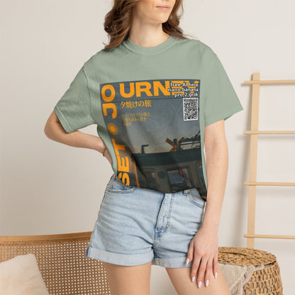 Sunset Train Graphic T-Shirt — Japanese Retro Transit Poster Tee