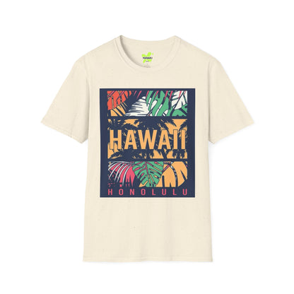 Hawaii Themed Unisex Softstyle T-Shirt | Tropical Vibes Tee