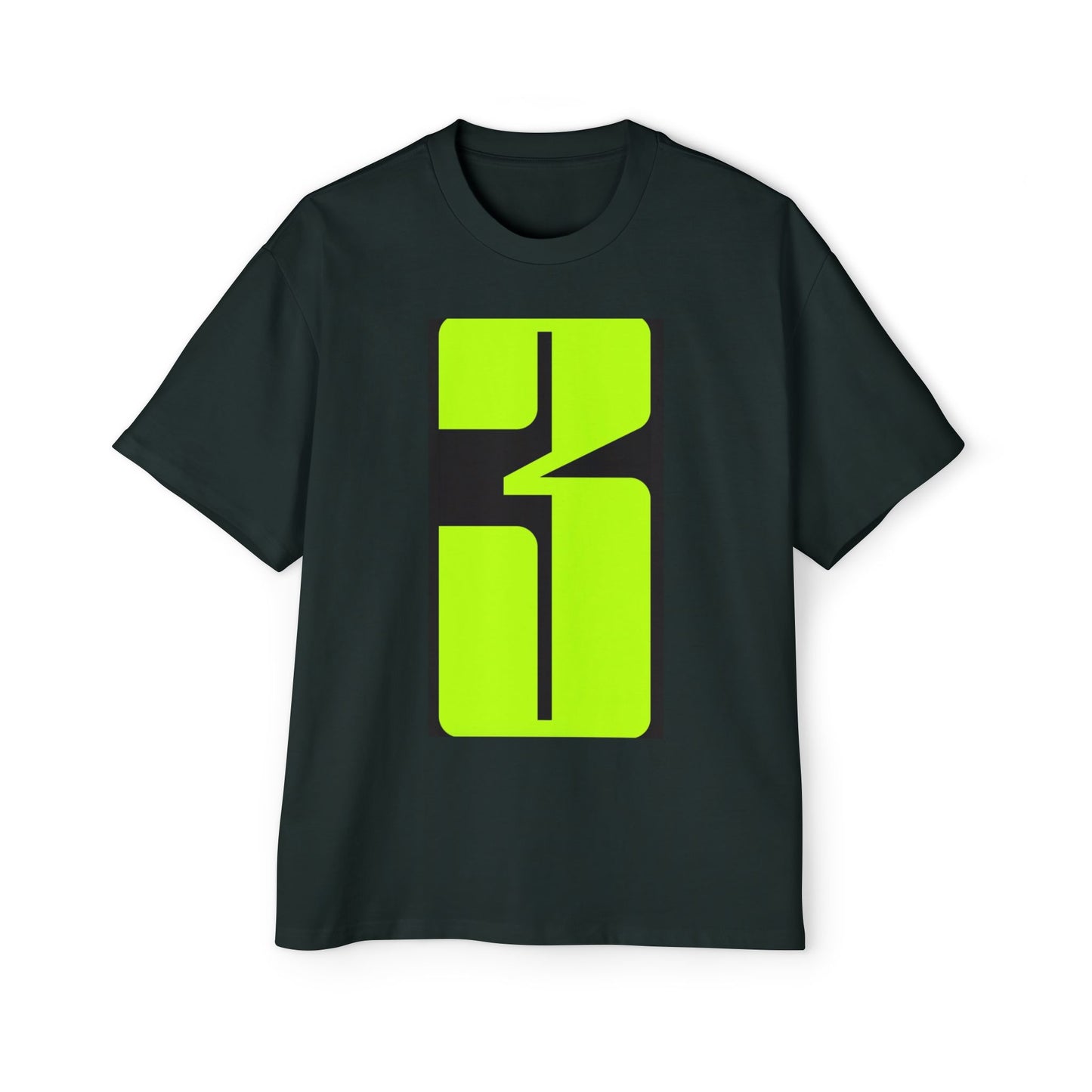 Oversized Tee — Neon Abstract '3' Graphic