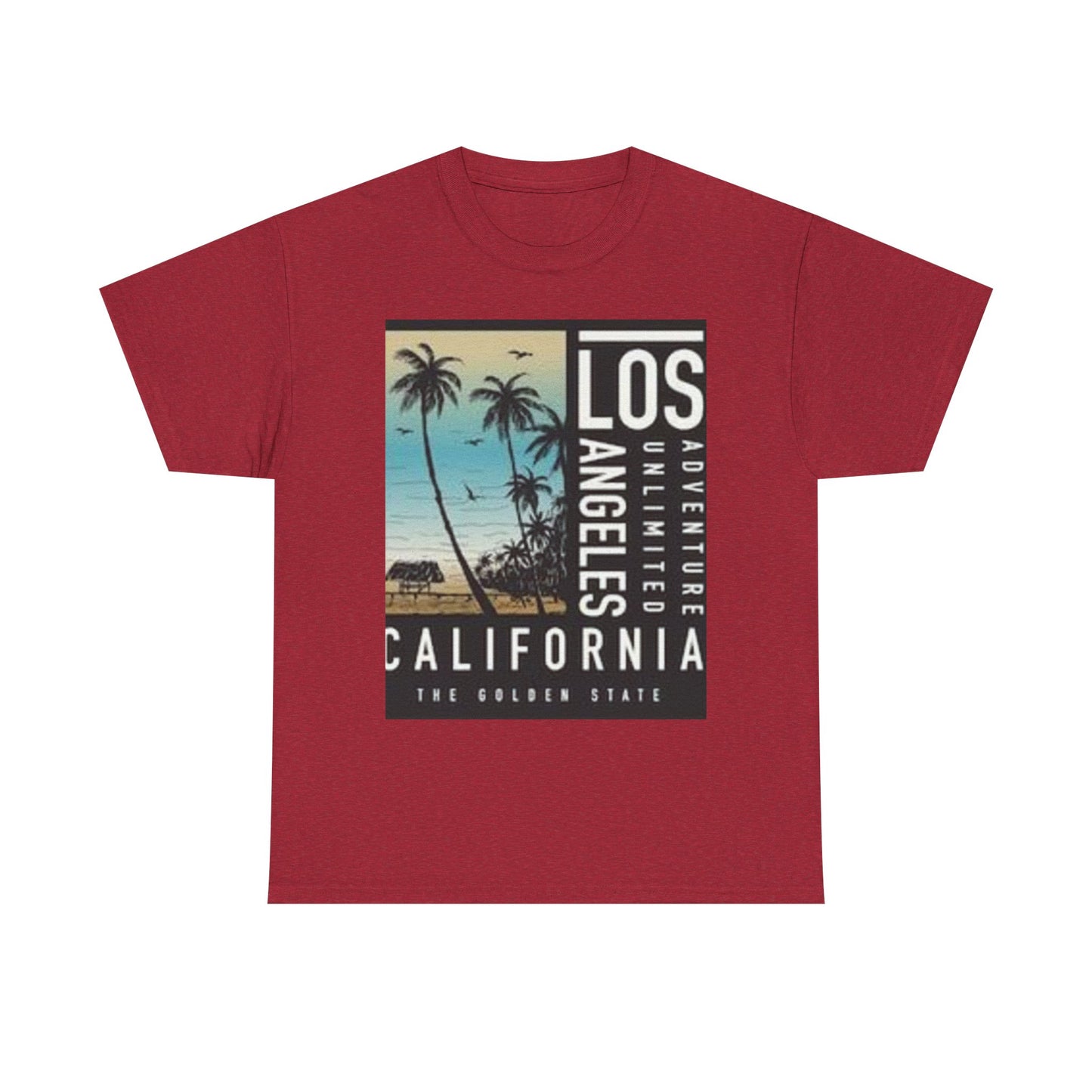 California Adventure Unisex Heavy Cotton Tee, Summer Style Shirt, Beach Vacation Top, Los Angeles Gift, Travel Apparel