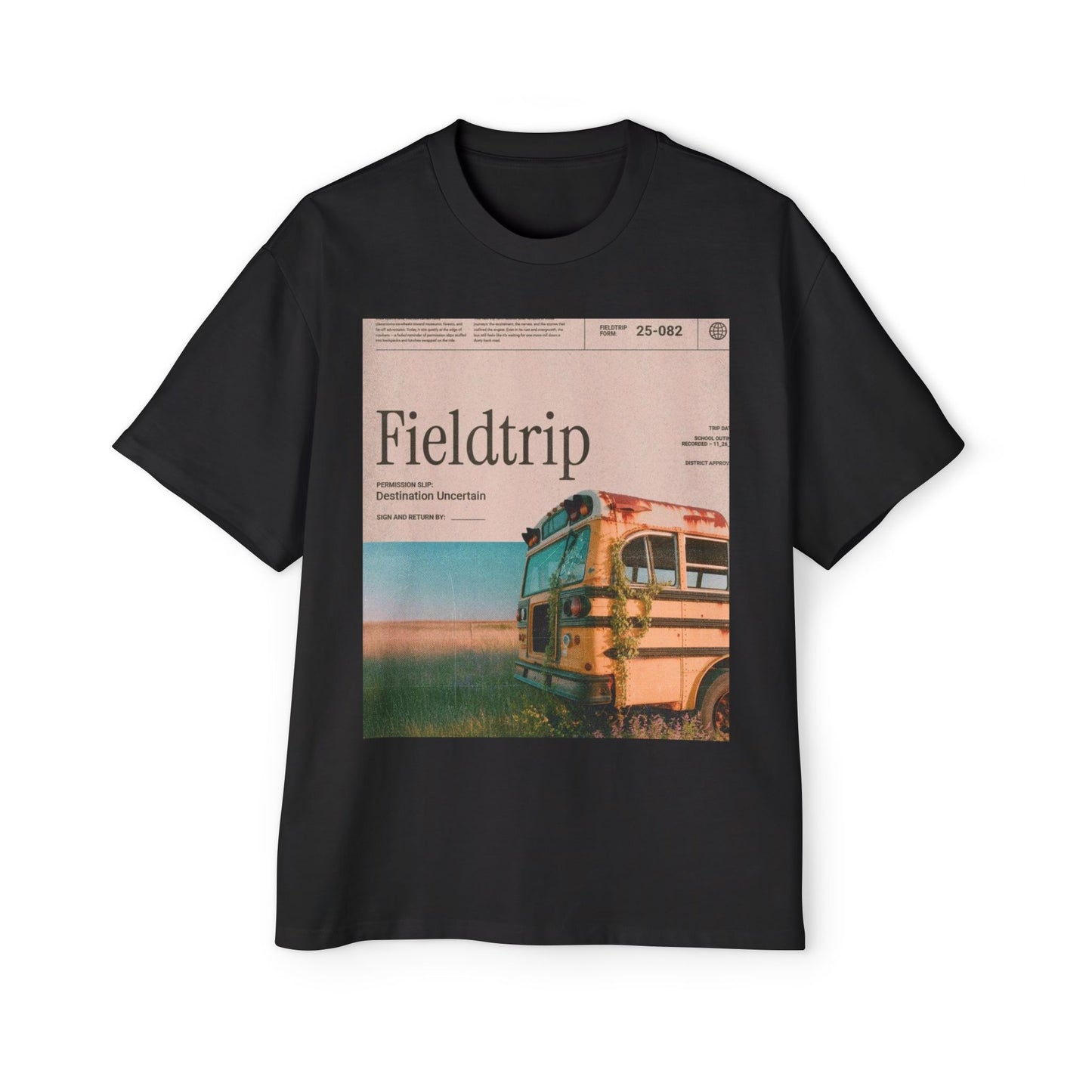Fieldtrip Graphic Tee — Vintage School Bus Photo Print