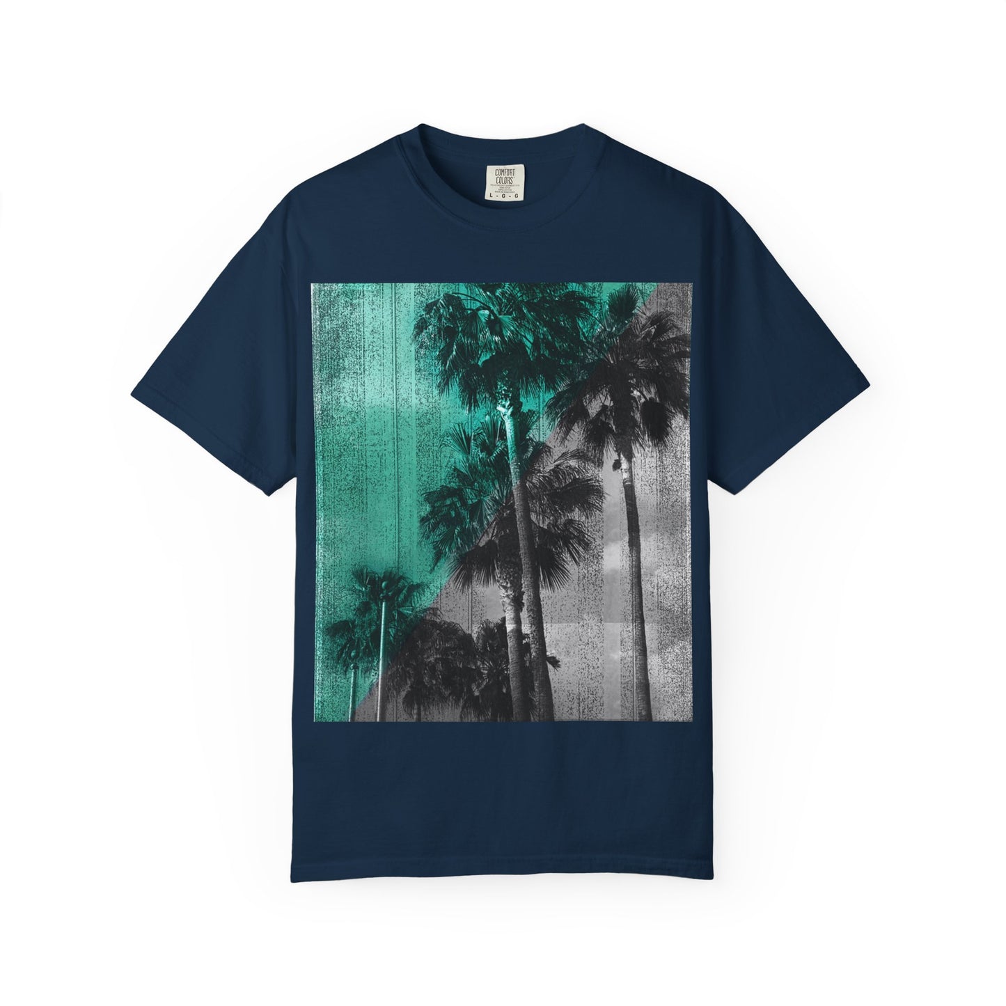 Palm Trees Photo Tee — Vintage Teal Sunset T-Shirt
