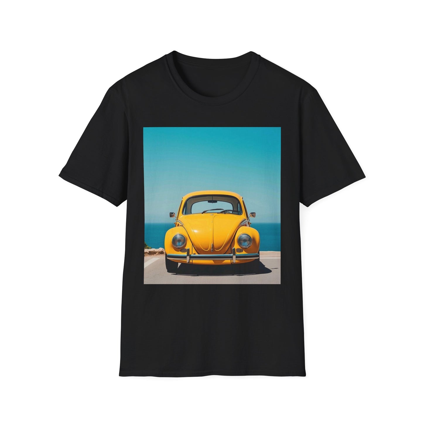 Vintage Yellow Car Unisex Softstyle T-Shirt | Retro Auto Tee for Car Enthusiasts
