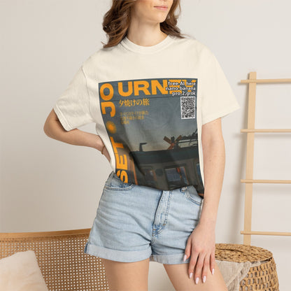 Sunset Train Graphic T-Shirt — Japanese Retro Transit Poster Tee