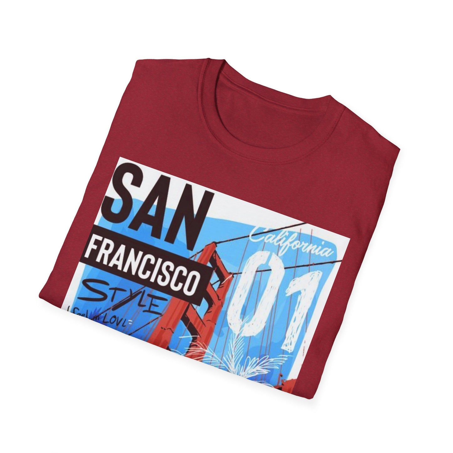 San Francisco Graphic Unisex Softstyle T-Shirt - California Vibe, Perfect for Beach Lovers