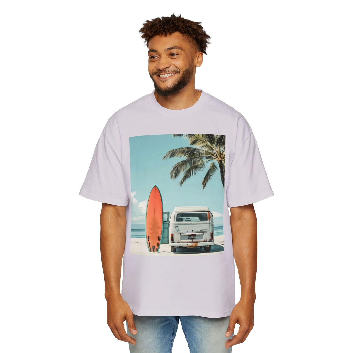 Surf Van Beach T-Shirt — Vintage Palm & Surfboard Graphic Tee