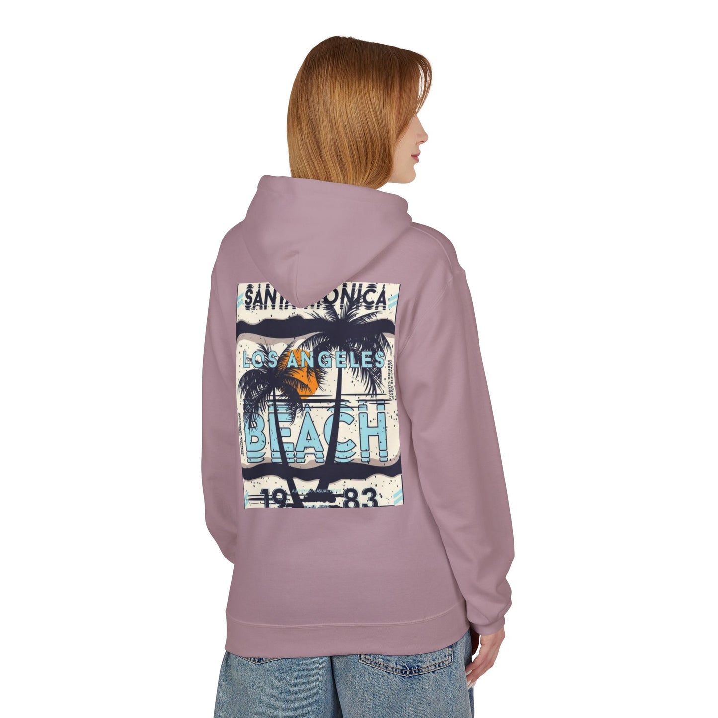 Santa Monica Beach Vintage Fleece Hoodie - Unisex, Cozy Casual Wear, Perfect for Beach Lovers, Summer Vibes, Travel Souvenir, Birthday Gift