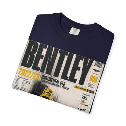 Bentley Continental GT Newspaper Graphic T‑Shirt — Vintage Racing Poster Tee