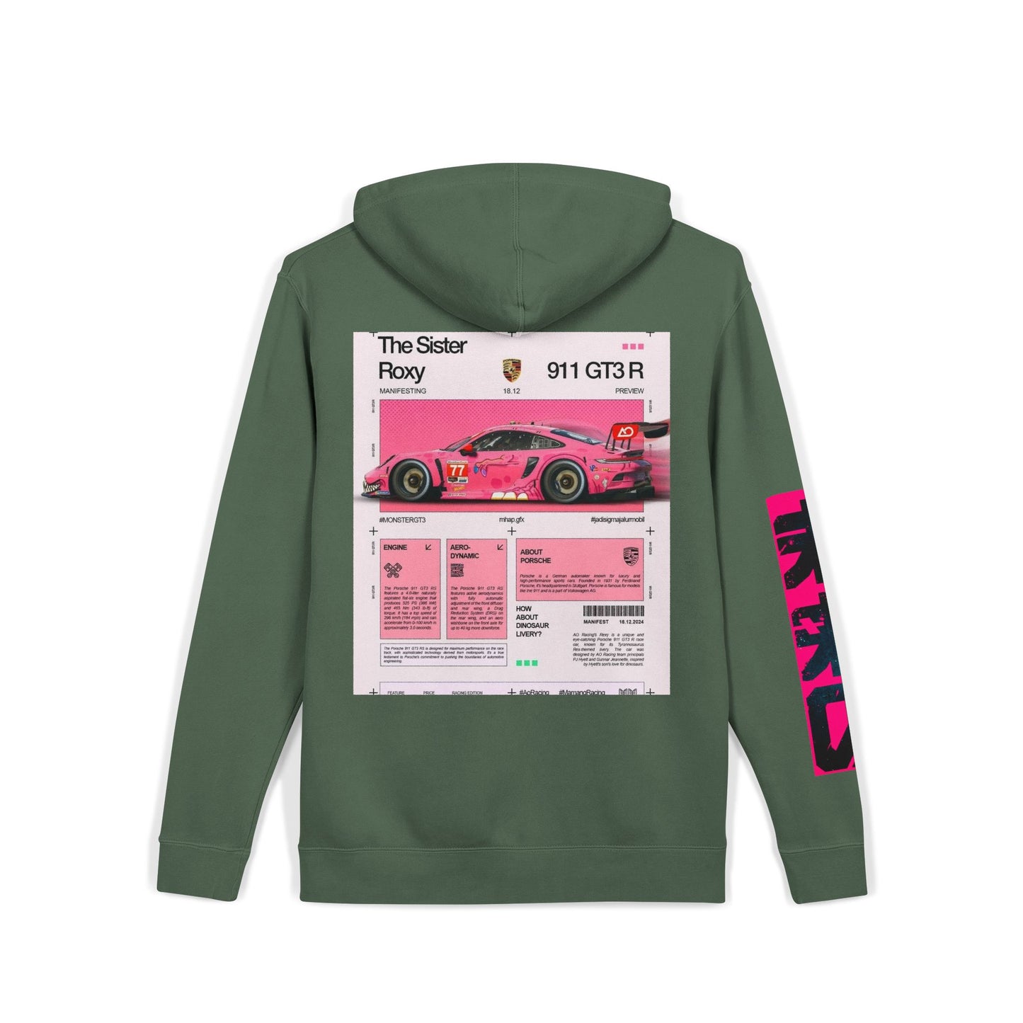 Pigment-Dyed Hoodie — Retro Racing Car Graphic ("911 GT3R")
