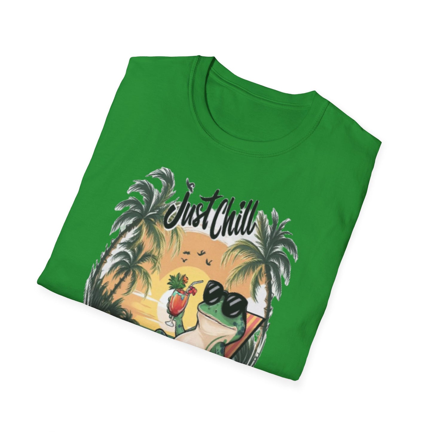 Just Chill Unisex Softstyle T-Shirt - Relaxing Frog Design for Casual Summer Vibes