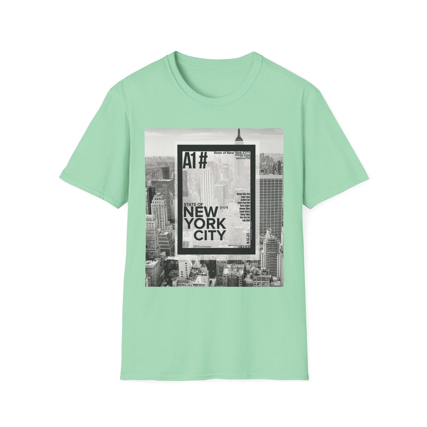 NYC Graphic Unisex Softstyle T-Shirt | Casual Wear, Street Style, Unique Gift, Travel Souvenir, City Life