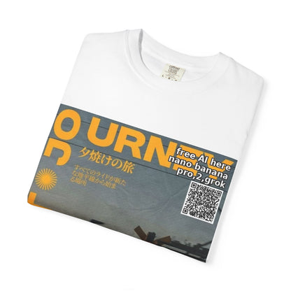 Sunset Train Graphic T-Shirt — Japanese Retro Transit Poster Tee
