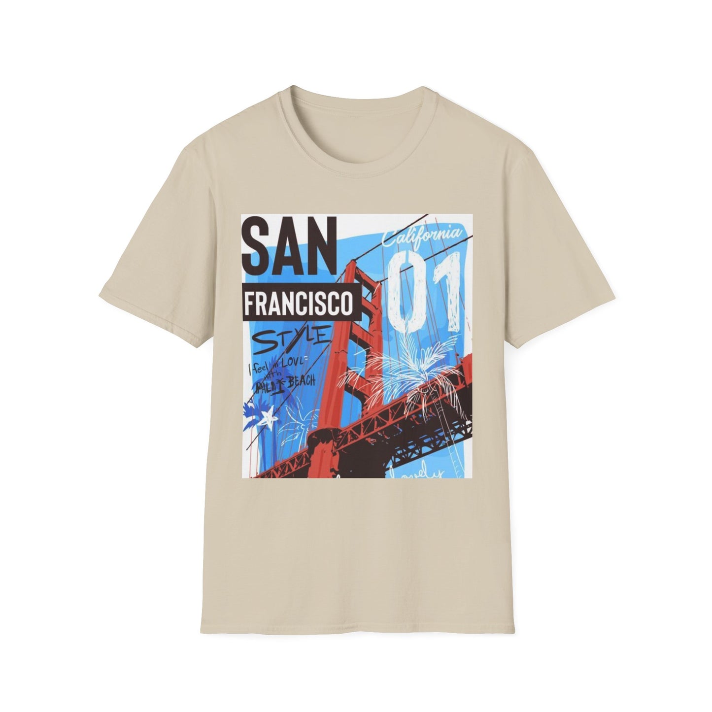 San Francisco Graphic Unisex Softstyle T-Shirt - California Vibe, Perfect for Beach Lovers