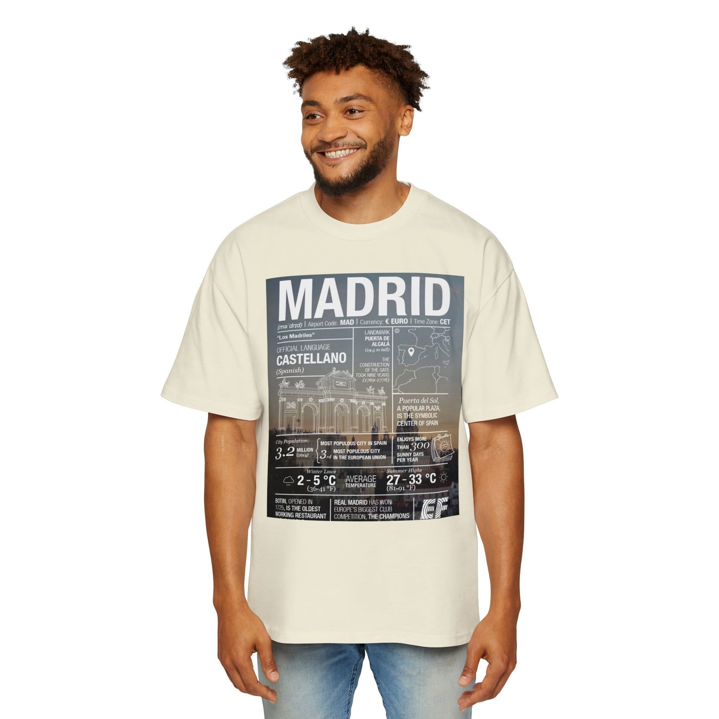 Madrid Graphic Tee — Vintage City Weather Poster T‑Shirt