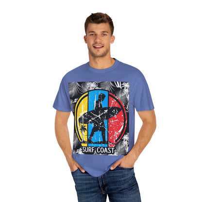 Surf Coast Unisex Garment-Dyed T-shirt - Retro Beach Vibes, Summer Essential, Surfing Gift, Casual Wear, Vacation Style