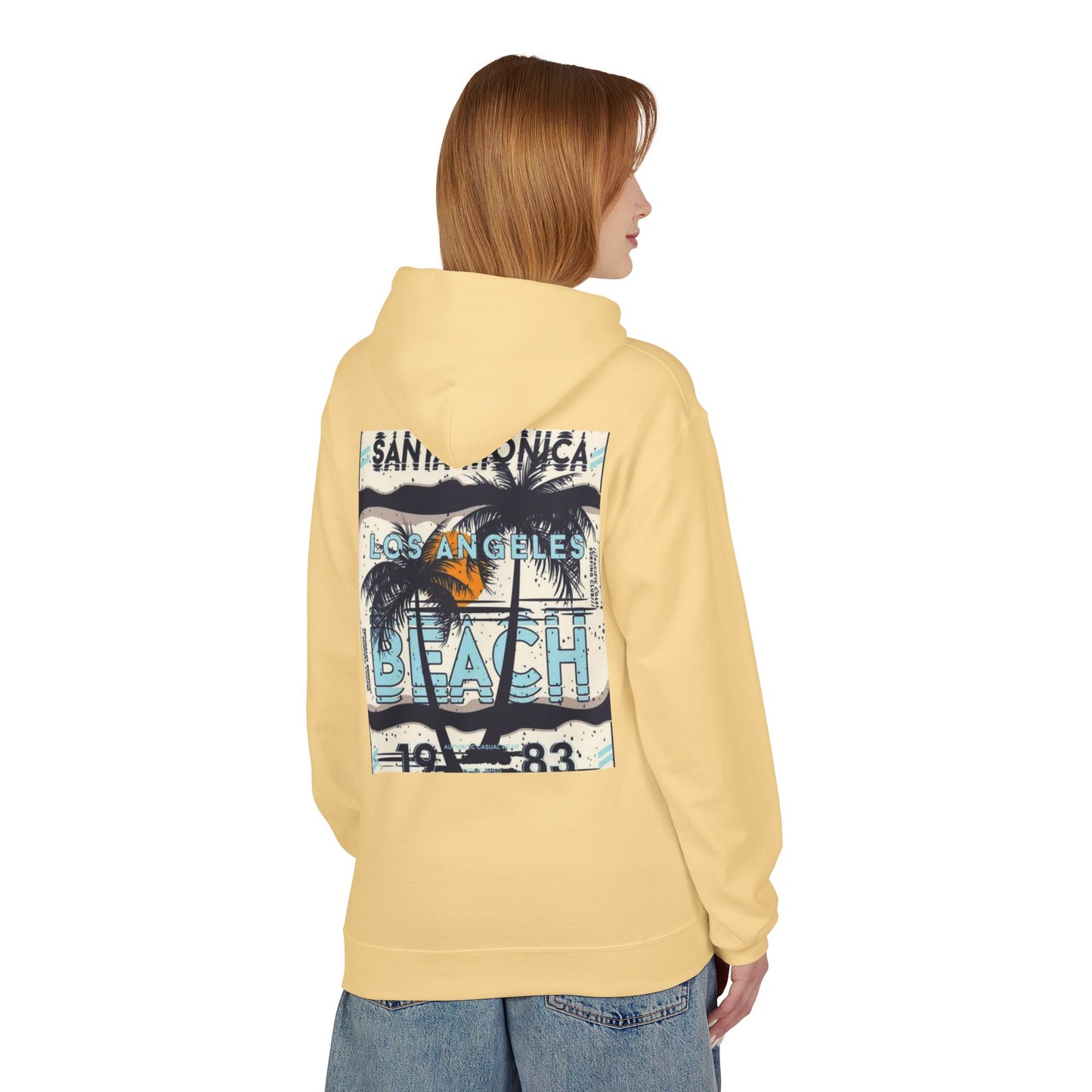 Santa Monica Beach Vintage Fleece Hoodie - Unisex, Cozy Casual Wear, Perfect for Beach Lovers, Summer Vibes, Travel Souvenir, Birthday Gift