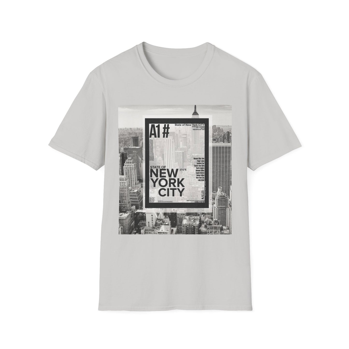 NYC Graphic Unisex Softstyle T-Shirt | Casual Wear, Street Style, Unique Gift, Travel Souvenir, City Life