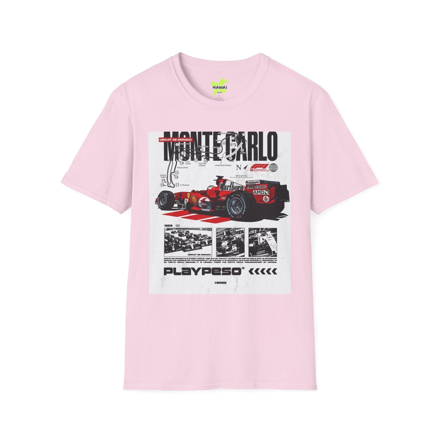 Monte Carlo Racing Graphic T-Shirt - Unisex Softstyle Tee for Car Enthusiasts