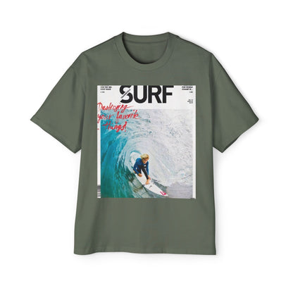 Surf Photo Graphic Tee — "Surf" Wave Rider Men's Oversized T-Shirt