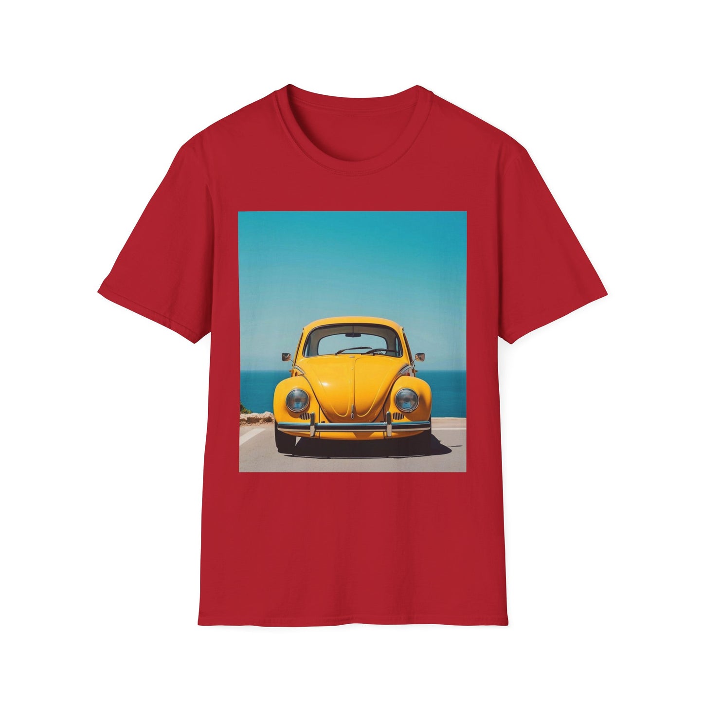 Vintage Yellow Car Unisex Softstyle T-Shirt | Retro Auto Tee for Car Enthusiasts