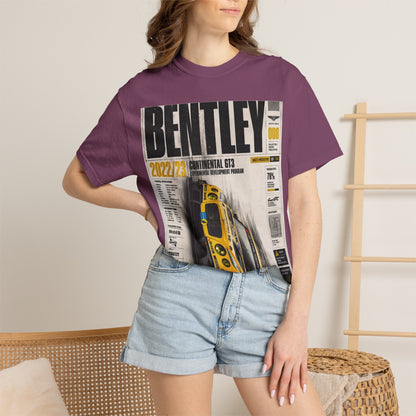 Bentley Continental GT Newspaper Graphic T‑Shirt — Vintage Racing Poster Tee