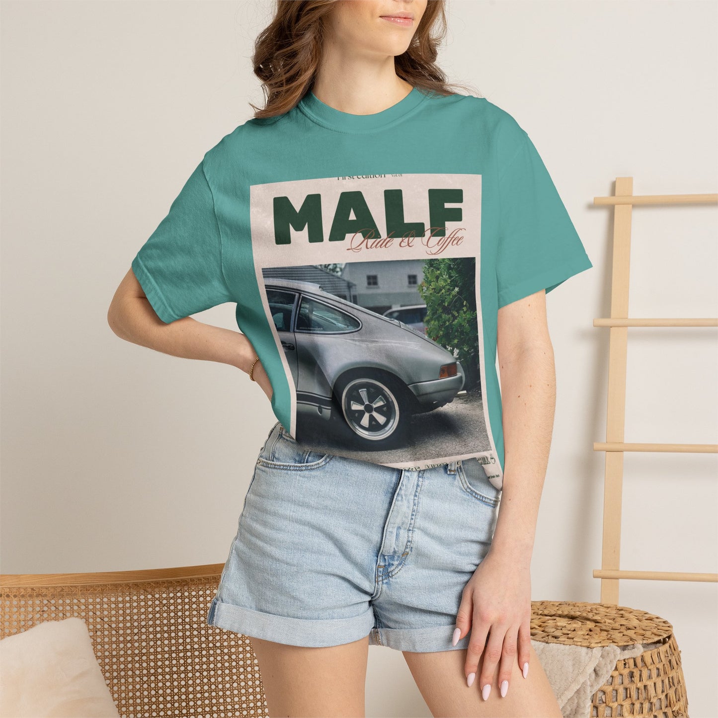 Vintage Porsche Photo Tee — "MALF Live to Ride" Graphic T-Shirt