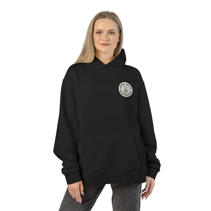 Hoodie — Stacked BMW Parts Streetwear Graphic (Front Logo, Back Car Bumper & Wheels)