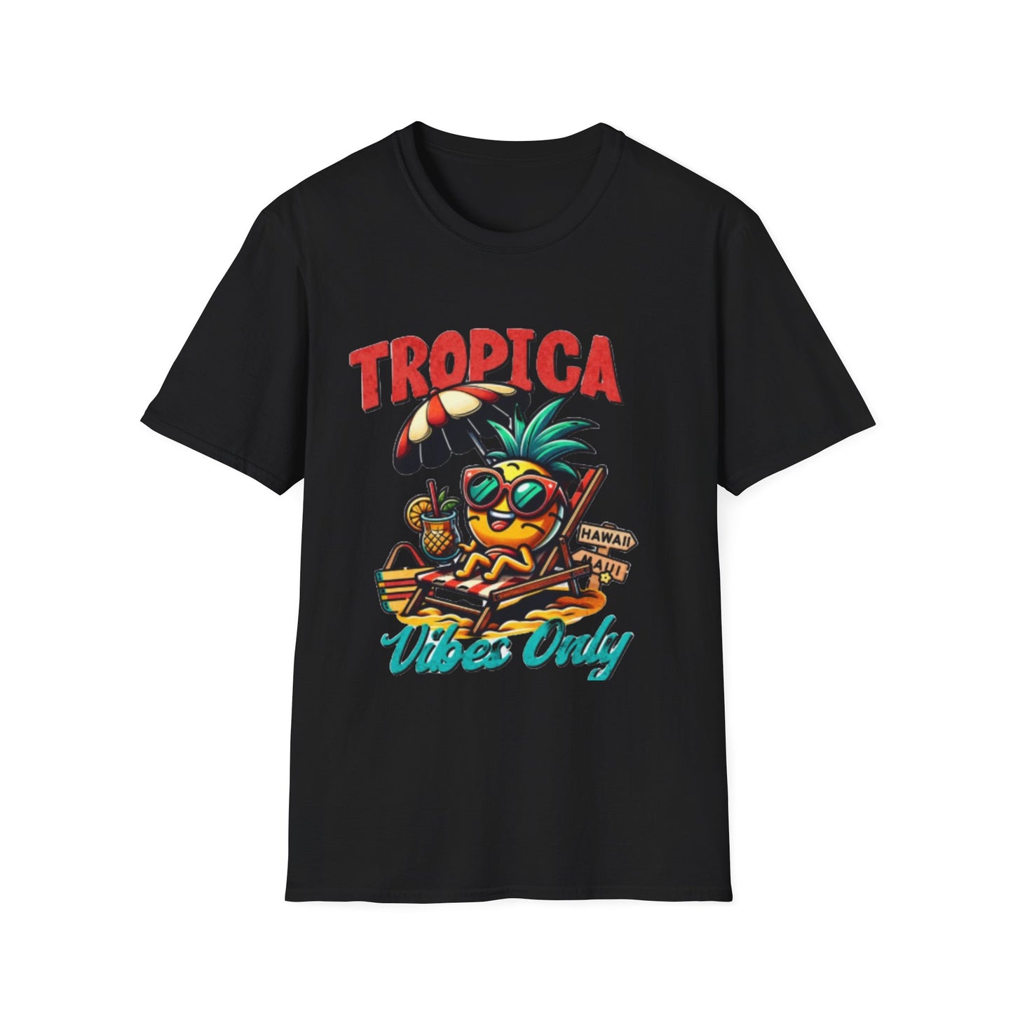Tropical Vibes Unisex Softstyle T-Shirt - Fun Pineapple Design