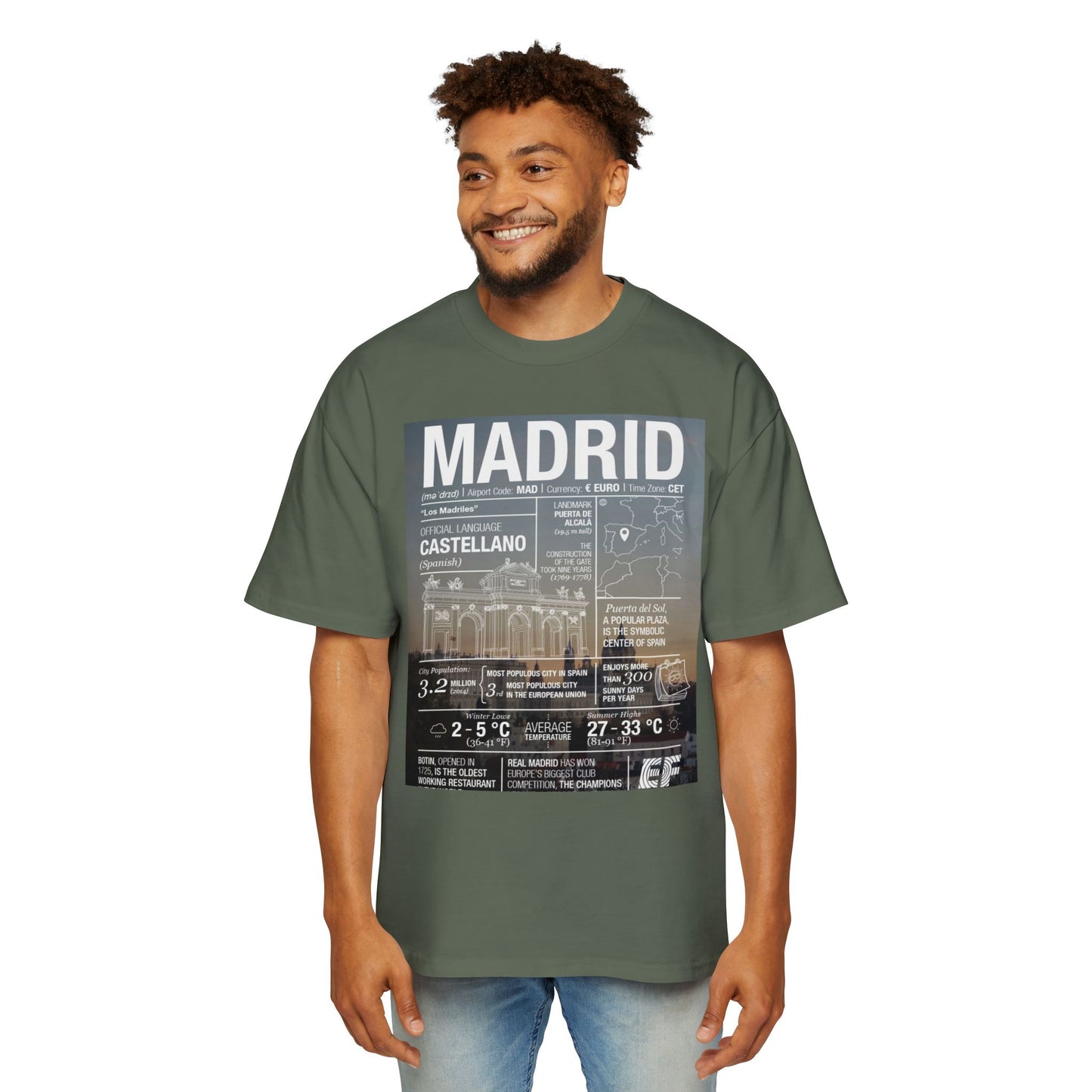 Madrid Graphic Tee — Vintage City Weather Poster T‑Shirt