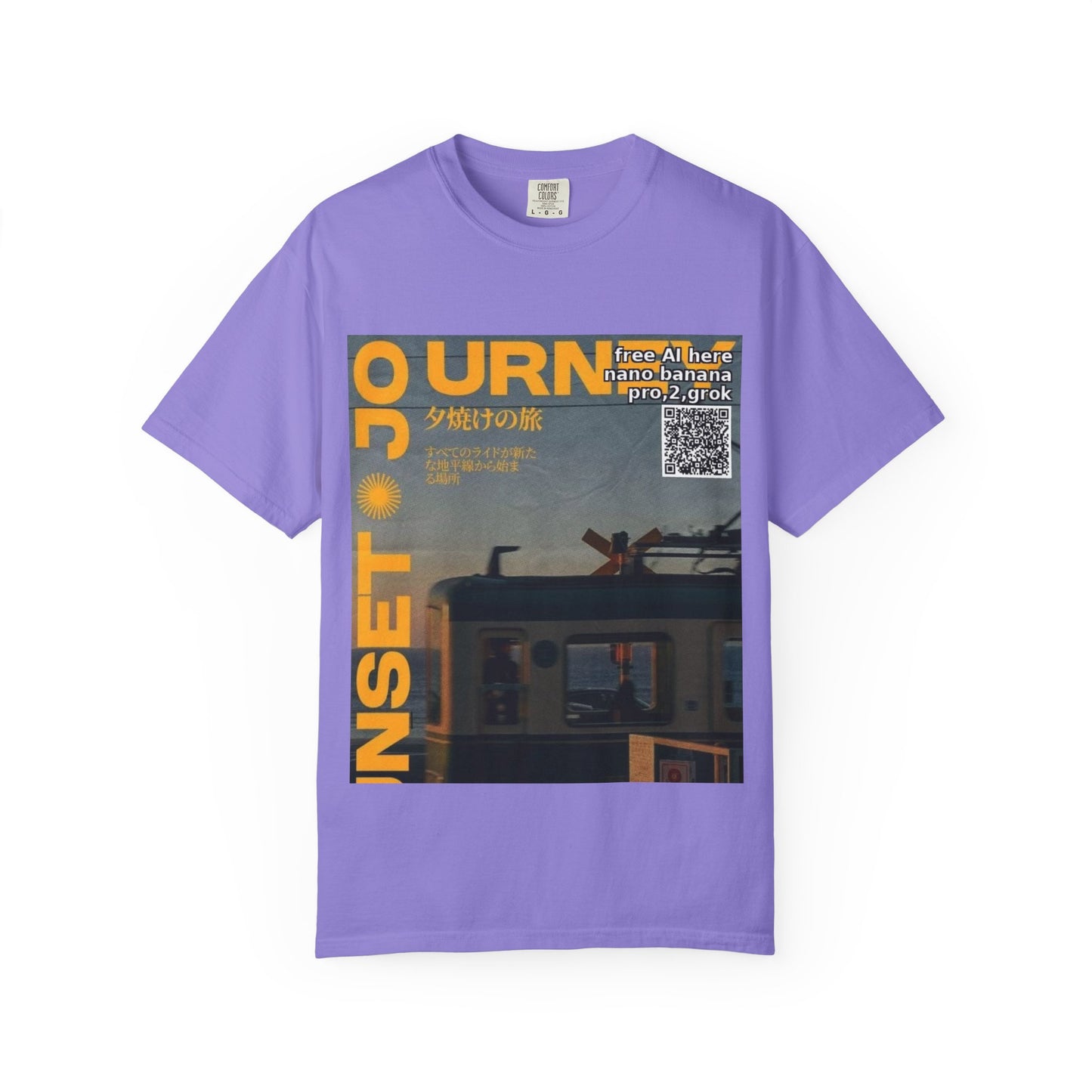 Sunset Train Graphic T-Shirt — Japanese Retro Transit Poster Tee