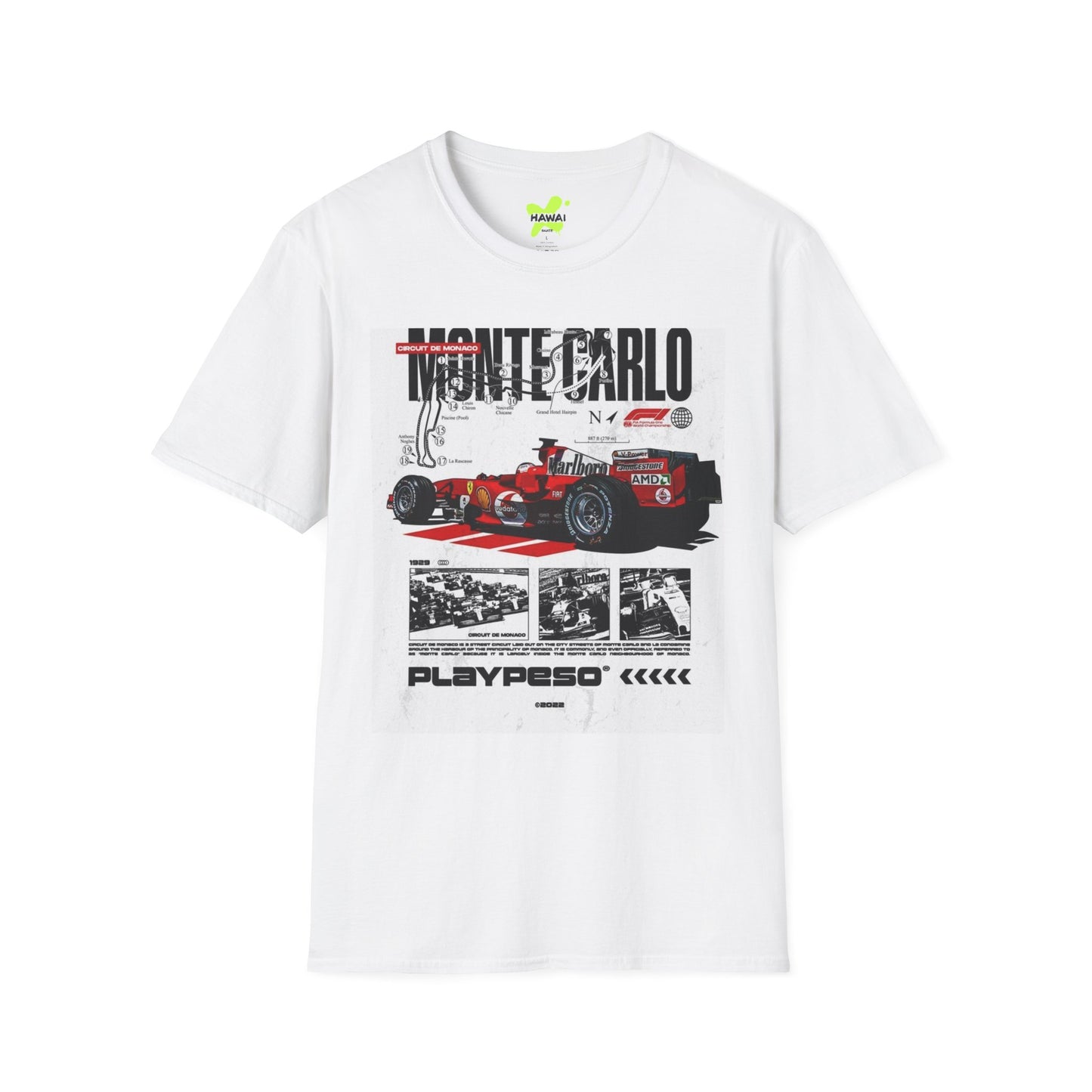 Monte Carlo Racing Graphic T-Shirt - Unisex Softstyle Tee for Car Enthusiasts