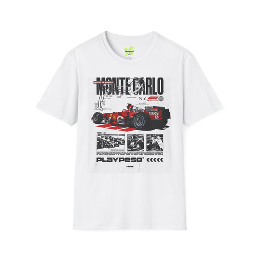 Monte Carlo Racing Graphic T-Shirt - Unisex Softstyle Tee for Car Enthusiasts