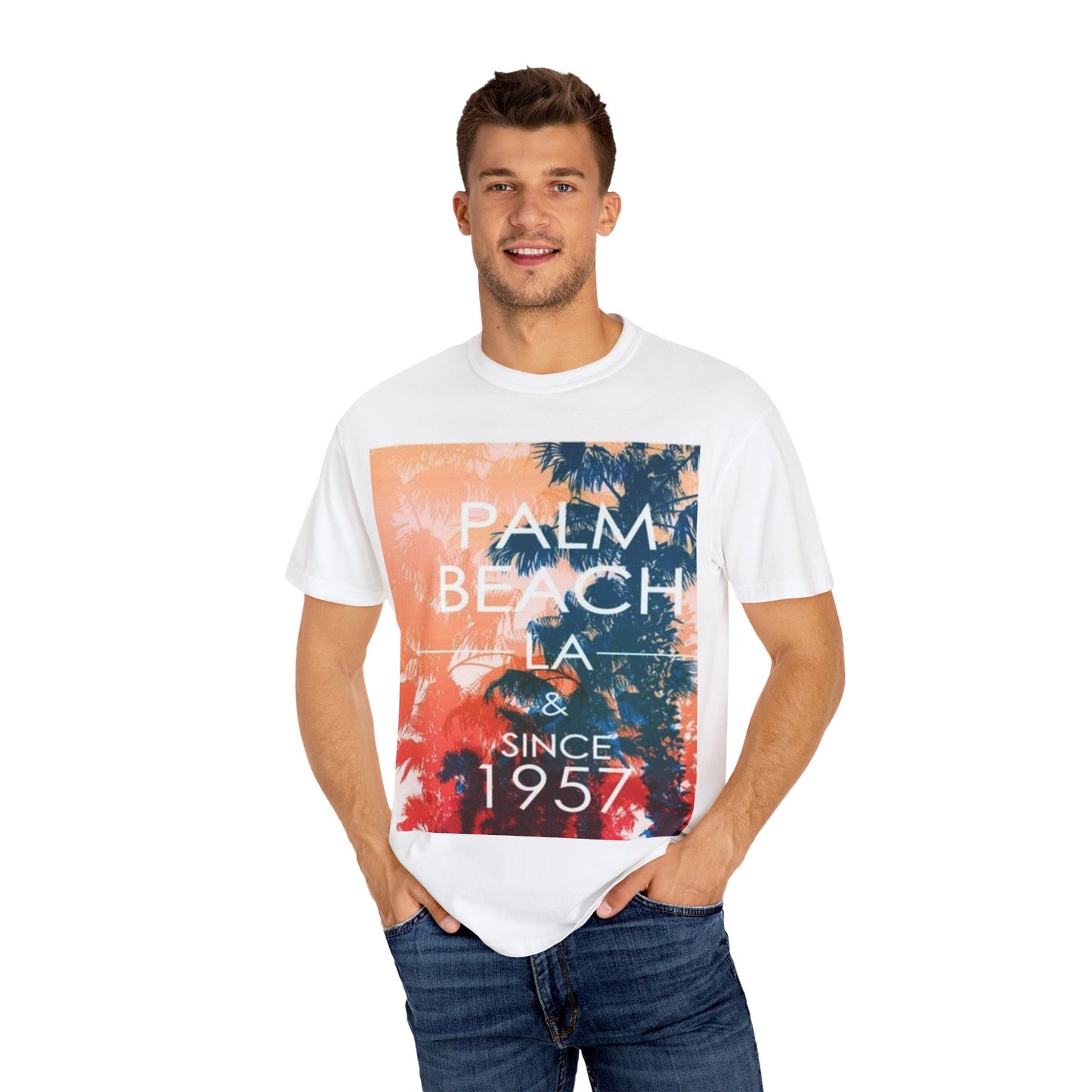 Vintage Palm Beach T-Shirt, Casual Outdoor Wear, Unisex Summer Tee, Beach Vacation Apparel, Retro Graphic Tee