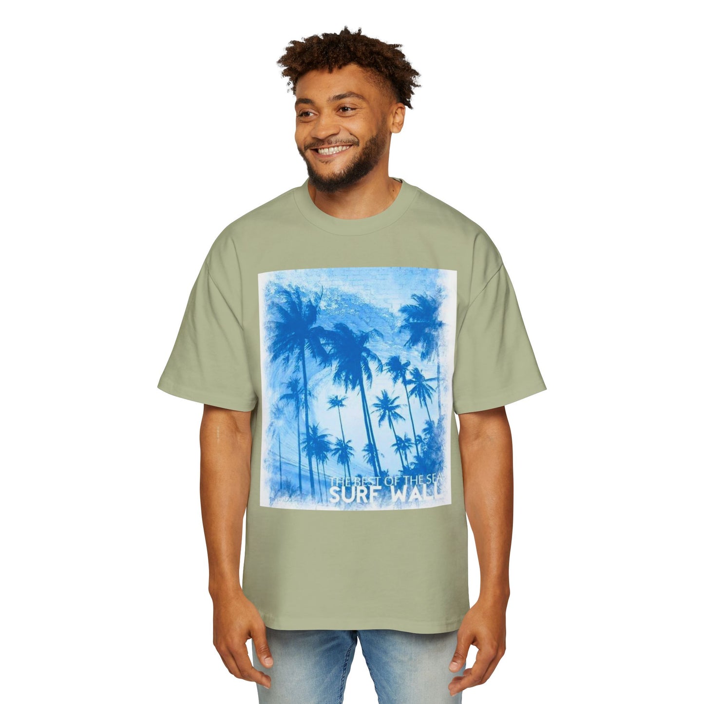Surf Palm Tee — Blue Tropical Graphic T-Shirt