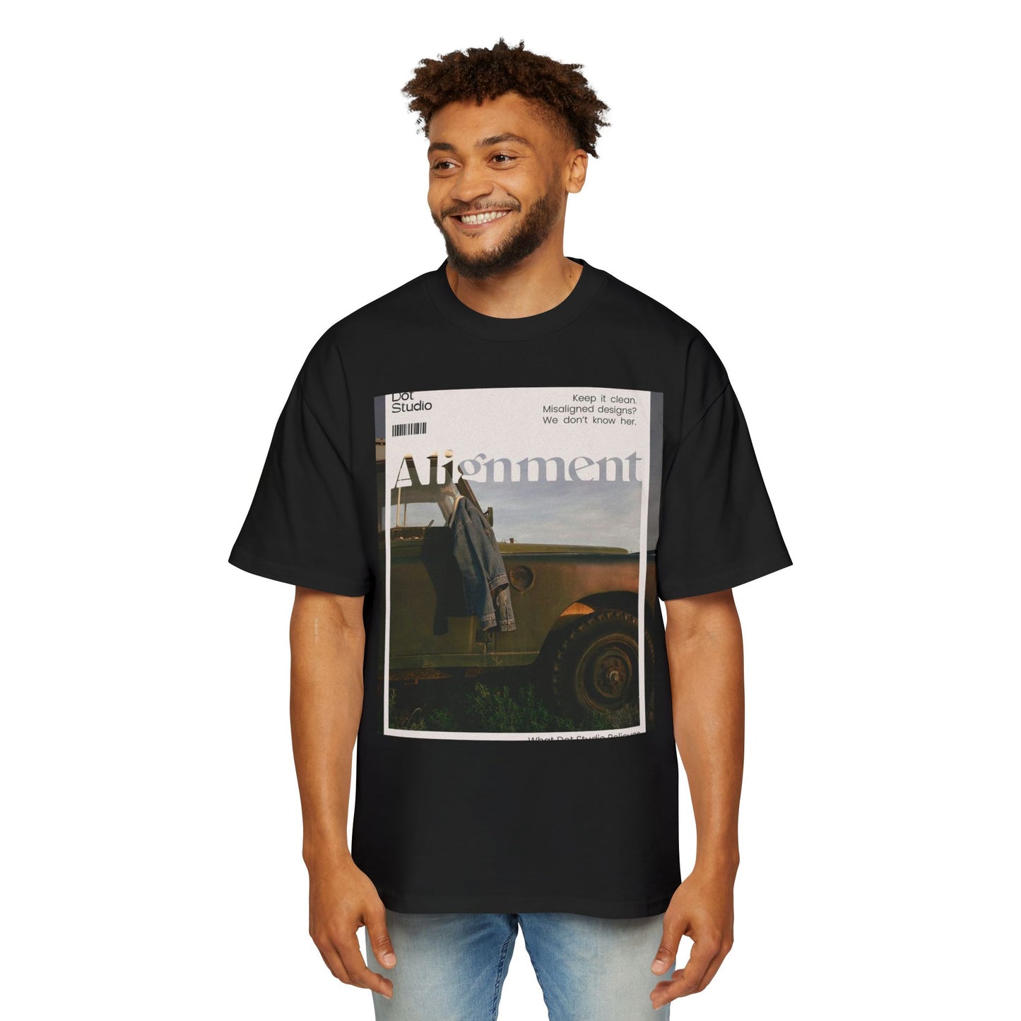 Alignment Vintage Jeep Graphic Tee – Men's Oversized Photo Print