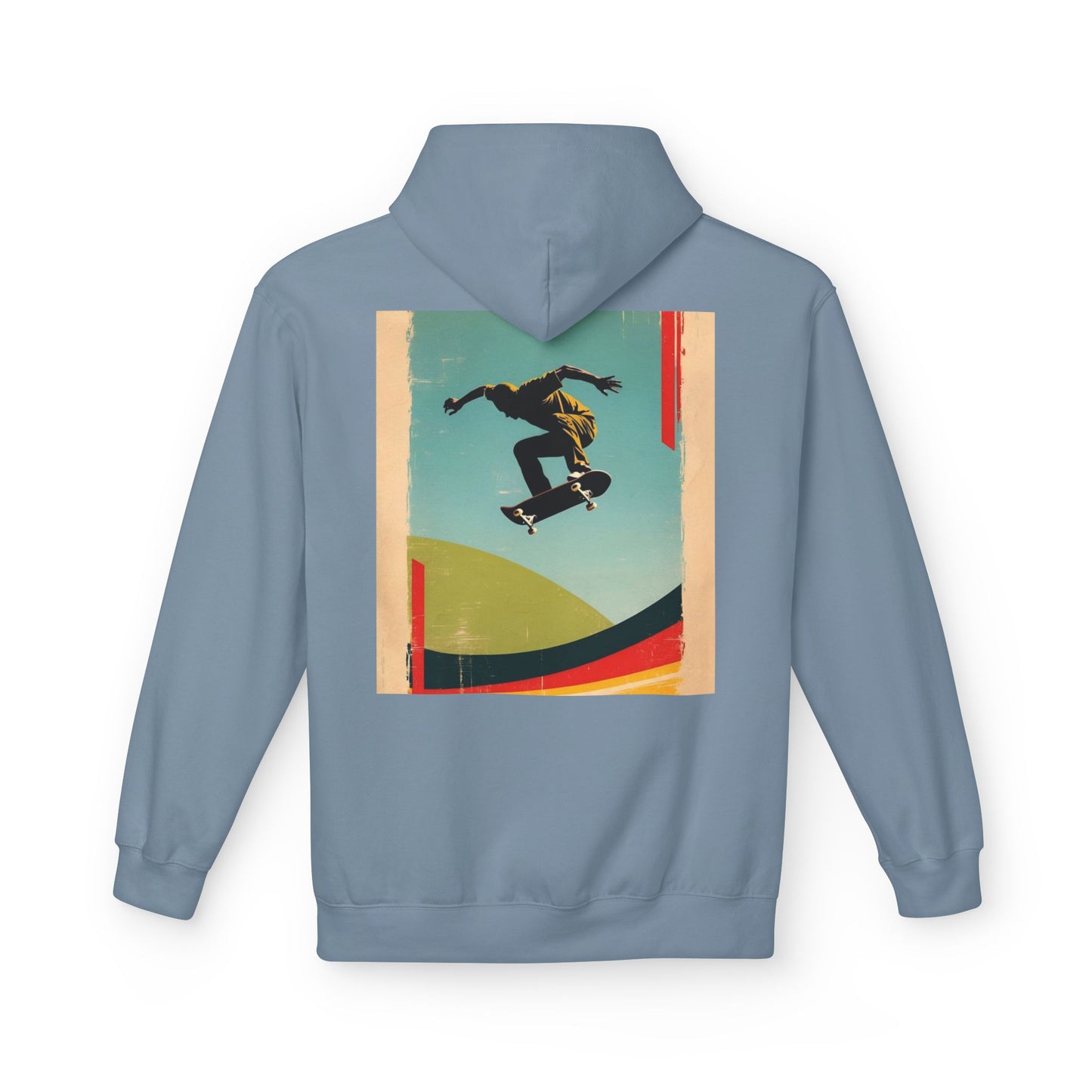 Retro Skateboarder Fleece Hoodie - Unisex Softstyle Pullover