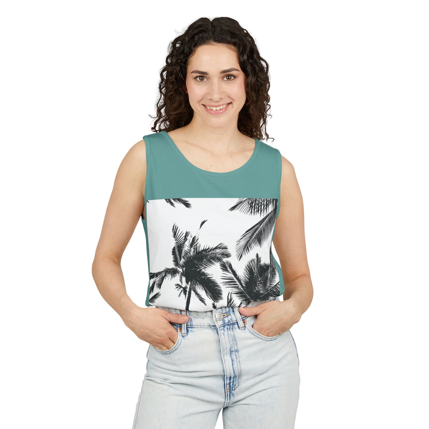 Tropical Palm Tank Top | Summer Vibes | Unisex Beachwear, Casual Top, Vacation Essential, Gift for Him or Her, Relaxed Fit