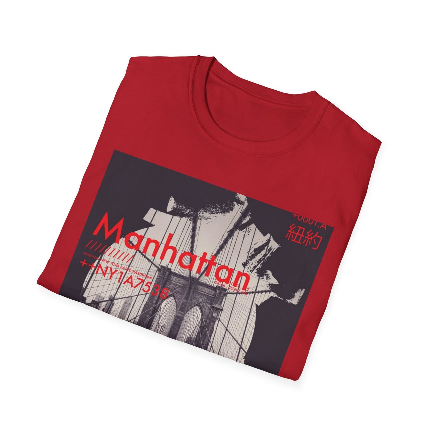 Manhattan Unisex Softstyle T-Shirt, NYC Art Tee, Graphic T-Shirt, Casual Wear, Gift for City Lovers, Travel Enthusiast