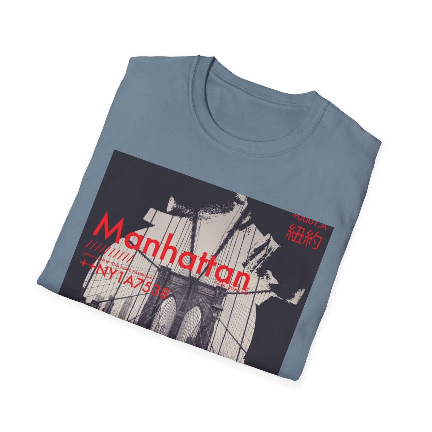 Manhattan Unisex Softstyle T-Shirt, NYC Art Tee, Graphic T-Shirt, Casual Wear, Gift for City Lovers, Travel Enthusiast