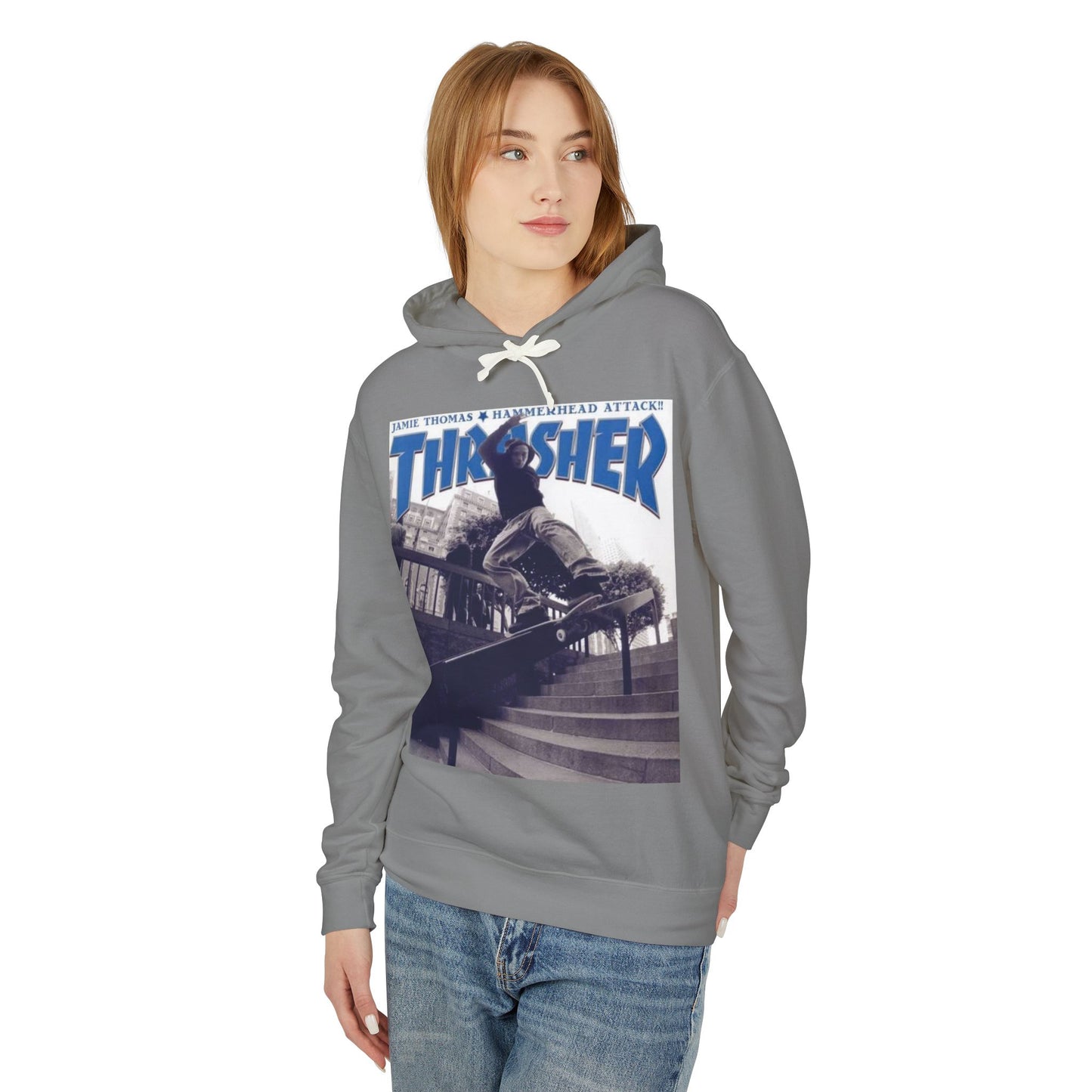 Skateboarder Graphic Hoodie, Unisex Sweatshirt, Thrasher Inspired Apparel, Casual Wear, Gift for Skaters