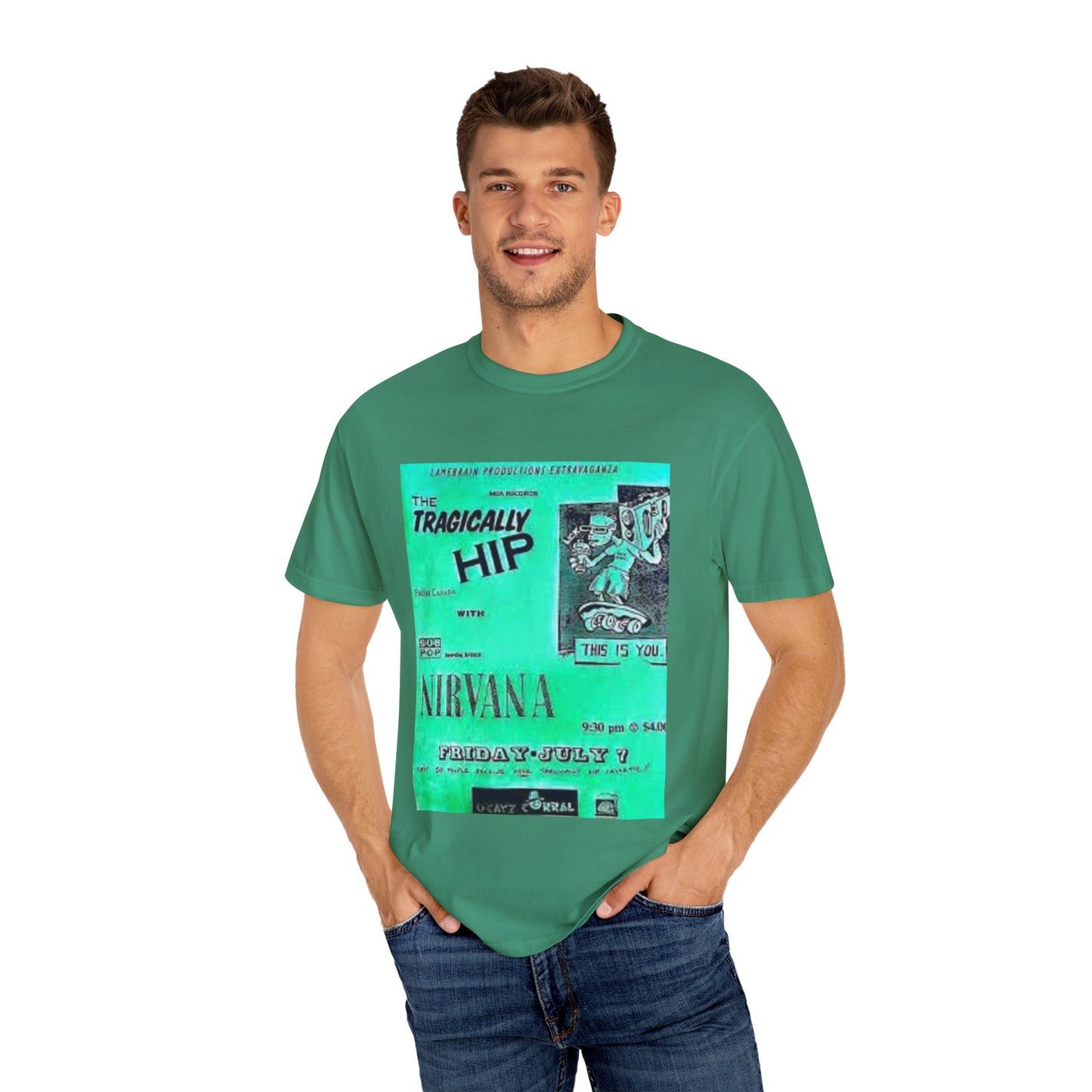 Retro Band Graphic T-Shirt - Nirvana & Tragically Hip Design
