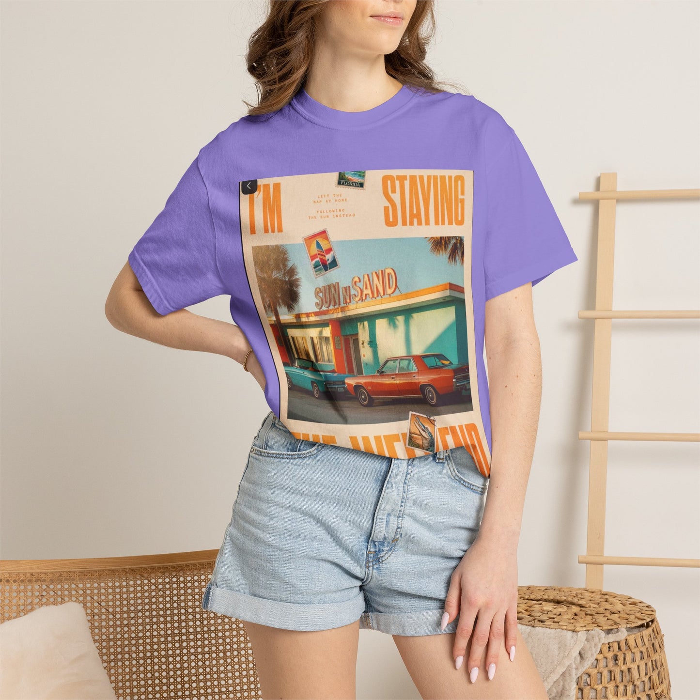 Weekend Staycation Vintage T-Shirt — "I'm Staying the Weekend" Retro Diner Design