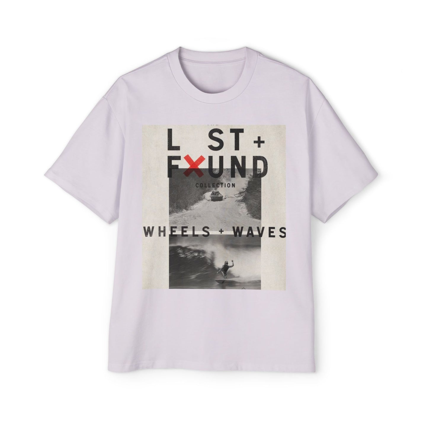 Lost & Found 'Wheels + Waves' Graphic Tee — Oversized Men's Surf Skate Shirt