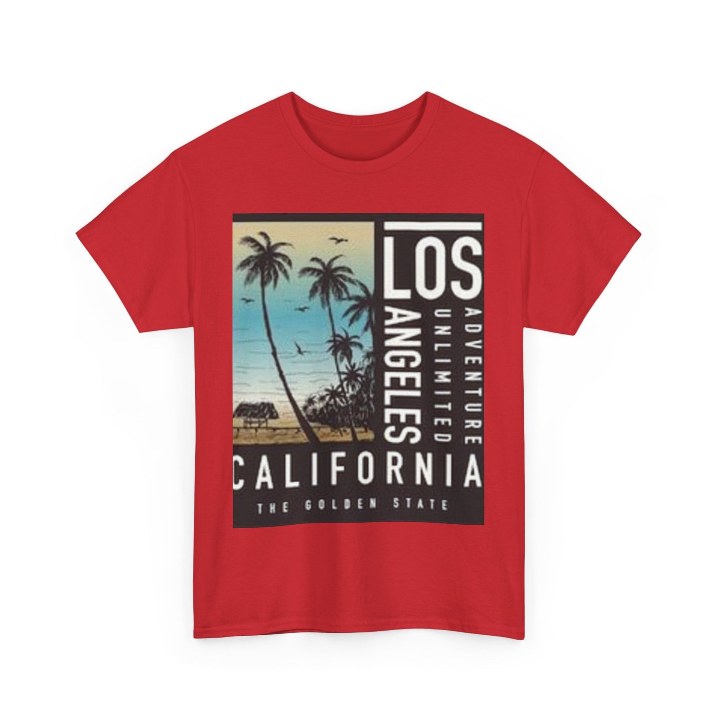 California Adventure Unisex Heavy Cotton Tee, Summer Style Shirt, Beach Vacation Top, Los Angeles Gift, Travel Apparel
